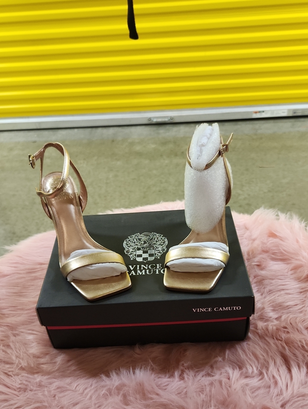 Vince Camuto Metallic Gold Open-Toe Ankle-Strap Heels